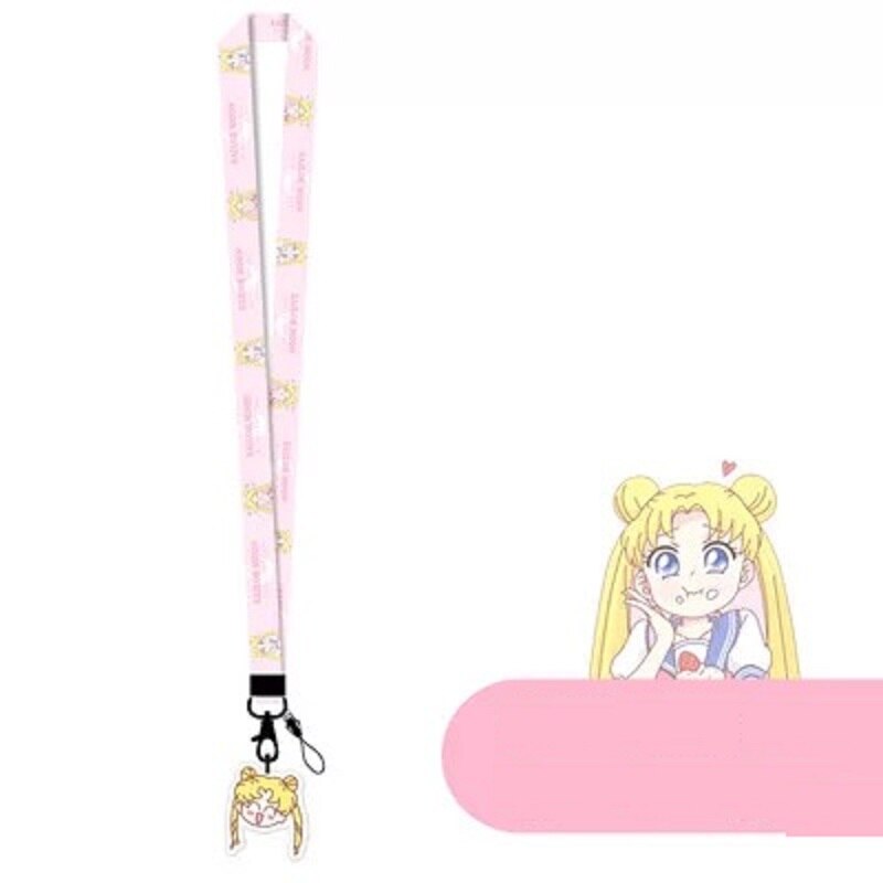 Cute lanyard for keys USB ID Pass Card Name Badge Holder Gym DIY Hang Rope Lariat Phone neck Strap Keycord Neckband Bag Pendant: Sailor Moon