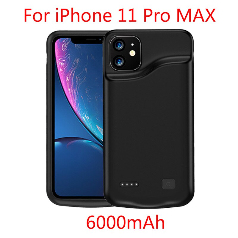 Battery Case For iPhone 11 Pro Max 6000mAh Slim Power Bank Charing Case For iPhone 11 External Back Pack Battery Charger Case: i 11 Pro Max 6000mah