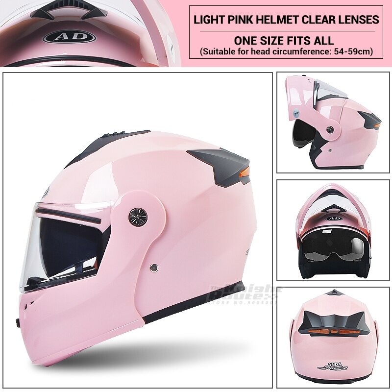 Rosa Motorrad Helm Männer Motorrad Biker Volle Gesicht Helm Flip Dual Objektiv Modulare Roller Motocross Reiten Moto Crash Helm: 107  HD PK