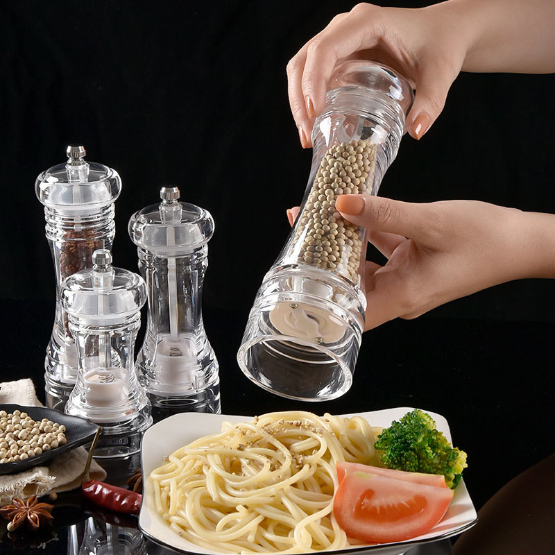 Acrylic Combo Pepper Mill and Salt Shaker with Adjustable Coarseness Ceramic Mechanism Easy to Use