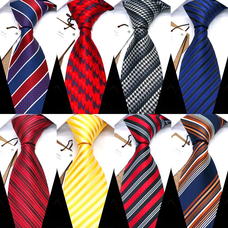 Yishline mænd slips 16 farve stribet business slips herre slips 8cm jacquard bryllup corbatas til hombre tilbehør