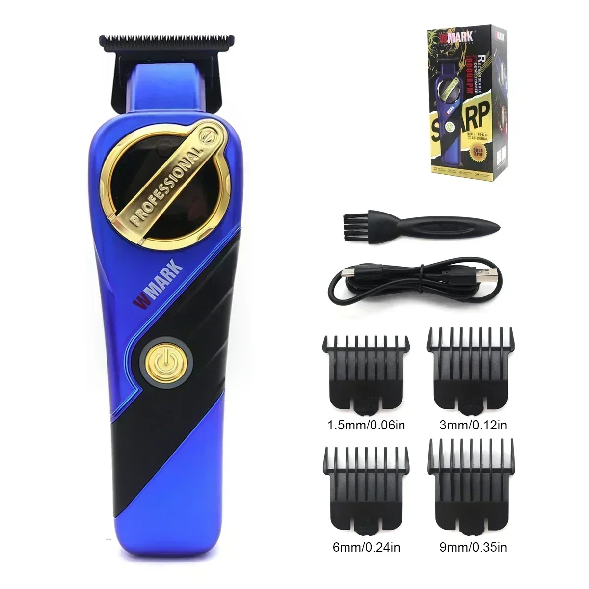 WMARK NG-9213 for Men Finishing Machine 9000 RPM Magnetic Motor Zero Gapped DLC T-Blade Hair Trimmer Hair Clipper: Brown