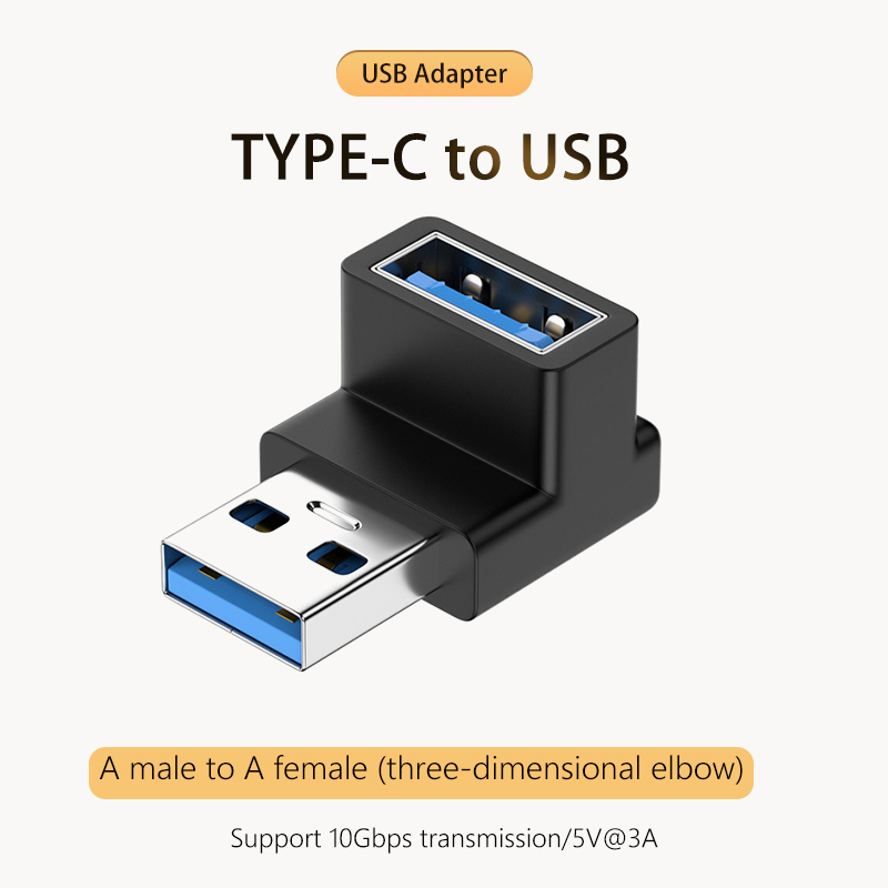 5A Typ-C OTG Adapter 240W Schnelllade-Datenkonverter USB 4.0 40Gbps Unterstützung 8K 60Hz USB C 90/180 Grad Winkeladapter: Schwarz