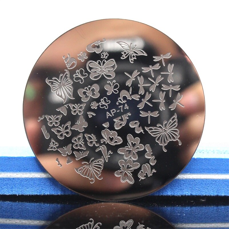 Chaude classique papillon libellule forme Nail Art estampage modèle plaques Pandox AP74 Image plaque