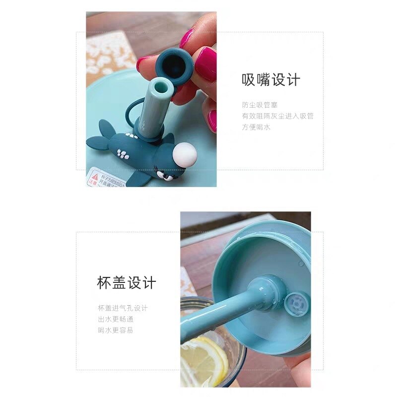 Cartoon Leuke Stro Water Cup Meisje Hart Transparante Eenvoudige Glas Cup Zomer Ins Wind Student Kinderen Bijbehorende Beker