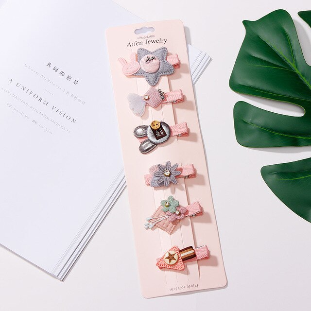 6 pz/impostato per Bambini bella Ragazze stella Animale Capelli Della Principessa Pinze Accessori per Capelli Carino Bambini Del Fiore Del Merletto Barrette Forcelle: 9