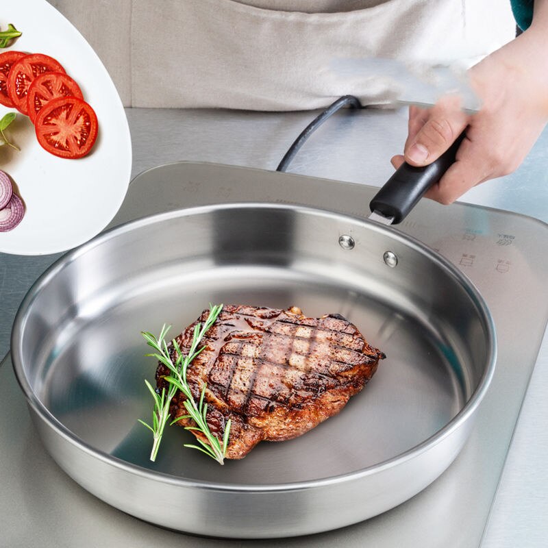 Extra Dikke Roestvrijstalen Pan Non-stick Koekenpan Met Rookvrije Pannenkoeken, gebakken Eieren, Gebakken Steak Pannen Non Stick Pan