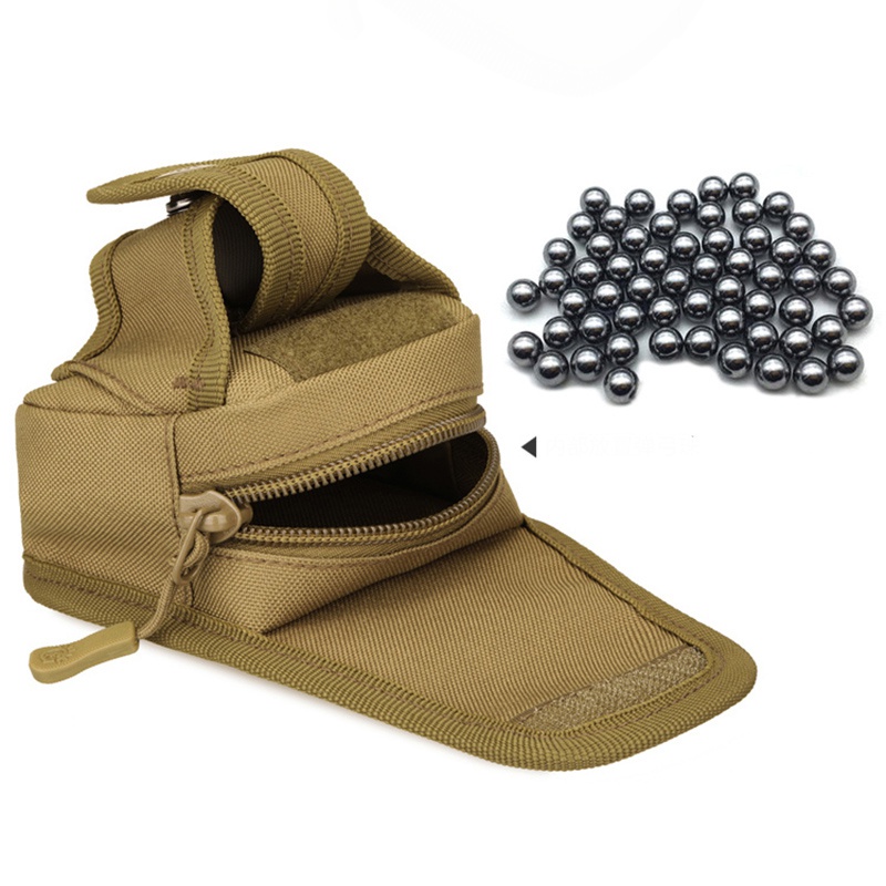 Bolsa de tirachinas para deportes al aire libre, paquete de bolas de acero, parte trasera de nailon a través del cinturón, duradera sin deformación para caza