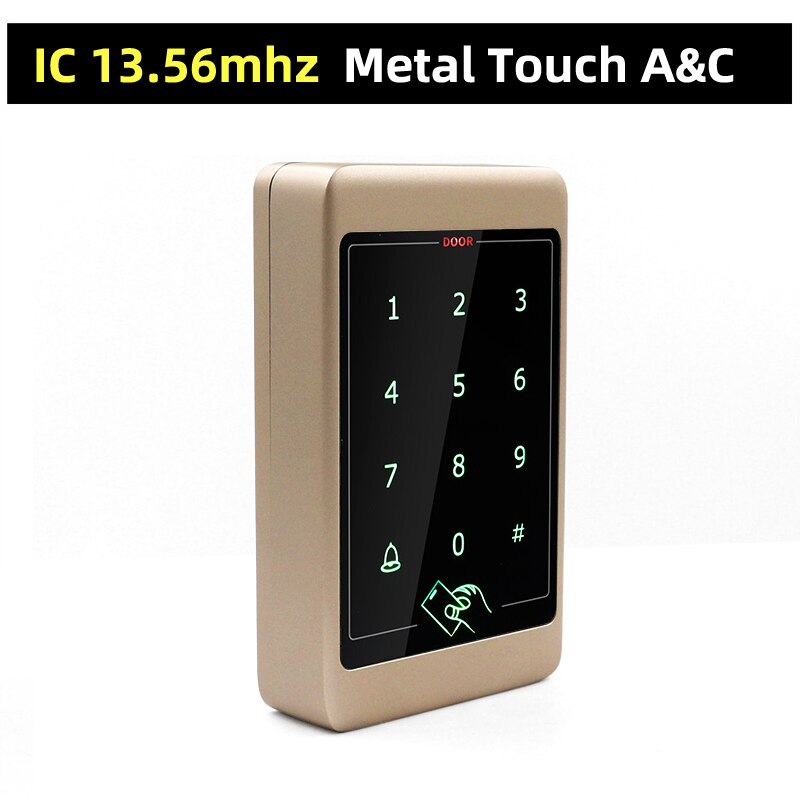Metal Touch Access Control System RFID Keypad Electric Door Lock Magnetic Controller ID 125khz IC 13.56mhz: Gold IC wide