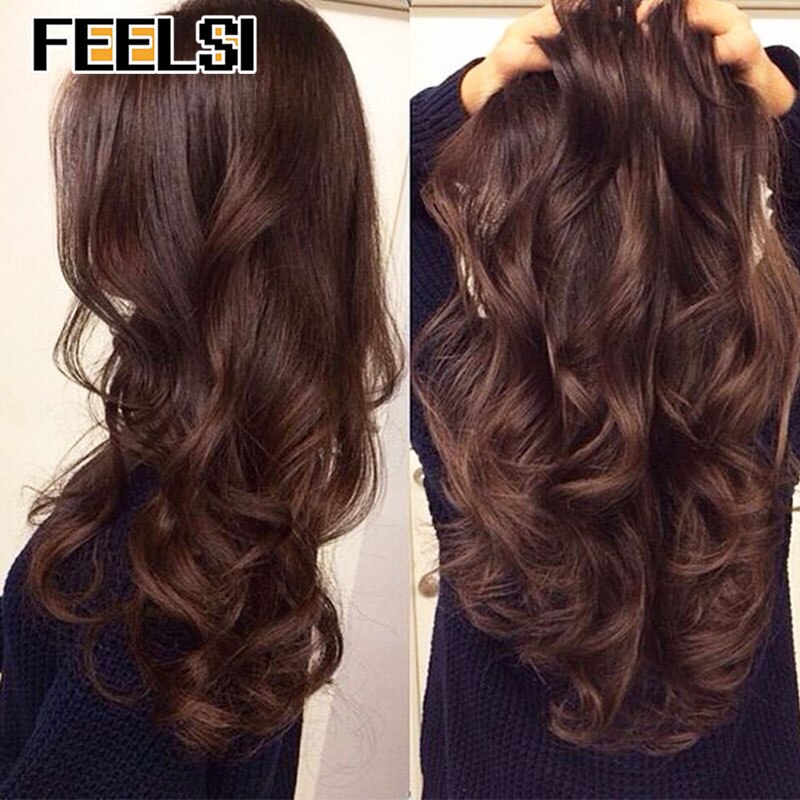 16 Clips In Hair Extension Body Wave 22"Invisible hair extension clip For Women Synthetic Hair Extensions Brown black Gold Color