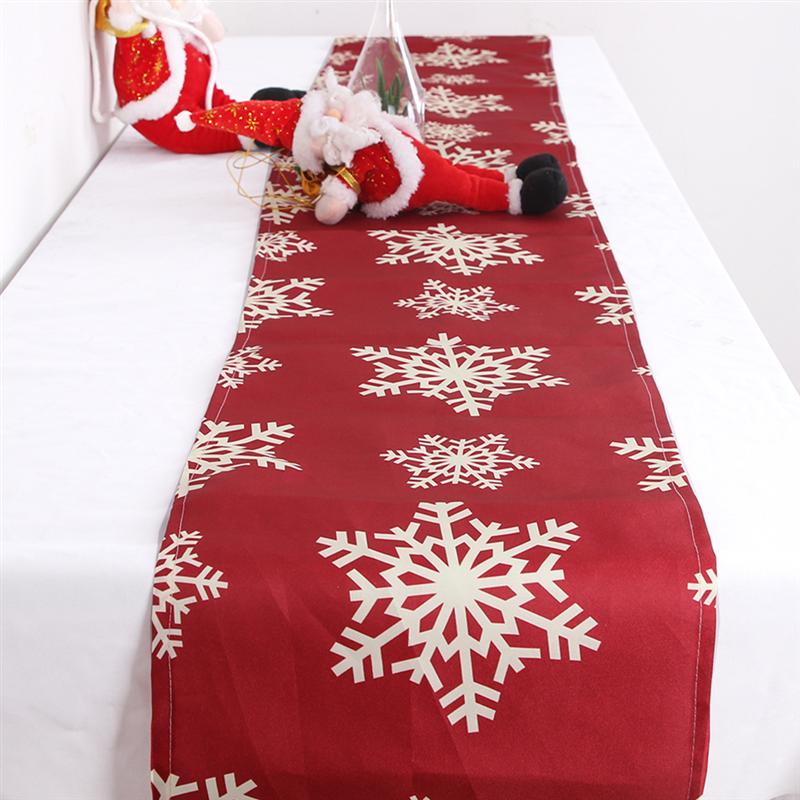 1Pc Tafelkleed Kerst Tafelloper Banner Sneeuwvlok Patroon Tafel Cover Dining Doek Decoratie