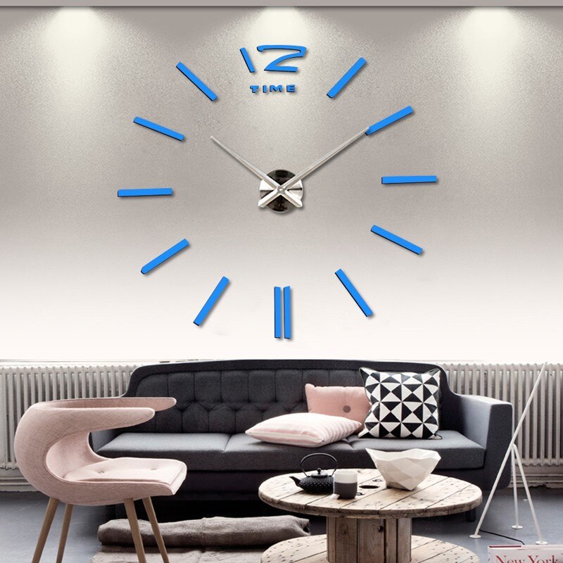 Oversized mirror acrylic 3D wall clock modern DIY wall clock living room quartz pin European digital wall clock