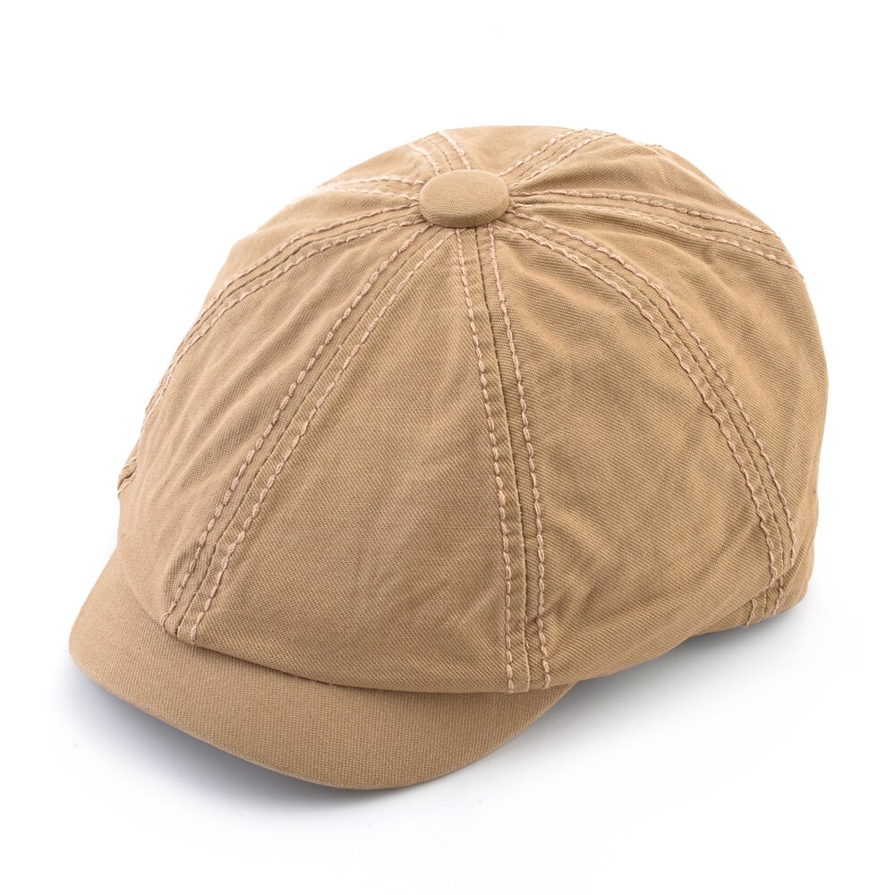 Men&#39;s Casual Newsboy Hat Spring And Autumn Retro Beret Hat Outdoor Casual Hats Unisex Octagonal Cap Solid Color Peaked Cap: Khaki
