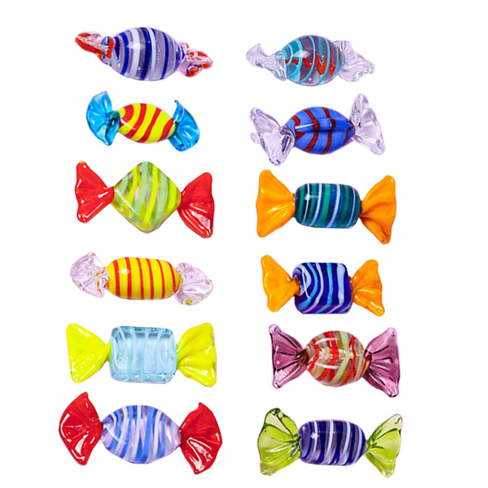 12Pcs Candy Decor Glass Candy Desktop Decors Party Prop (Random Style)