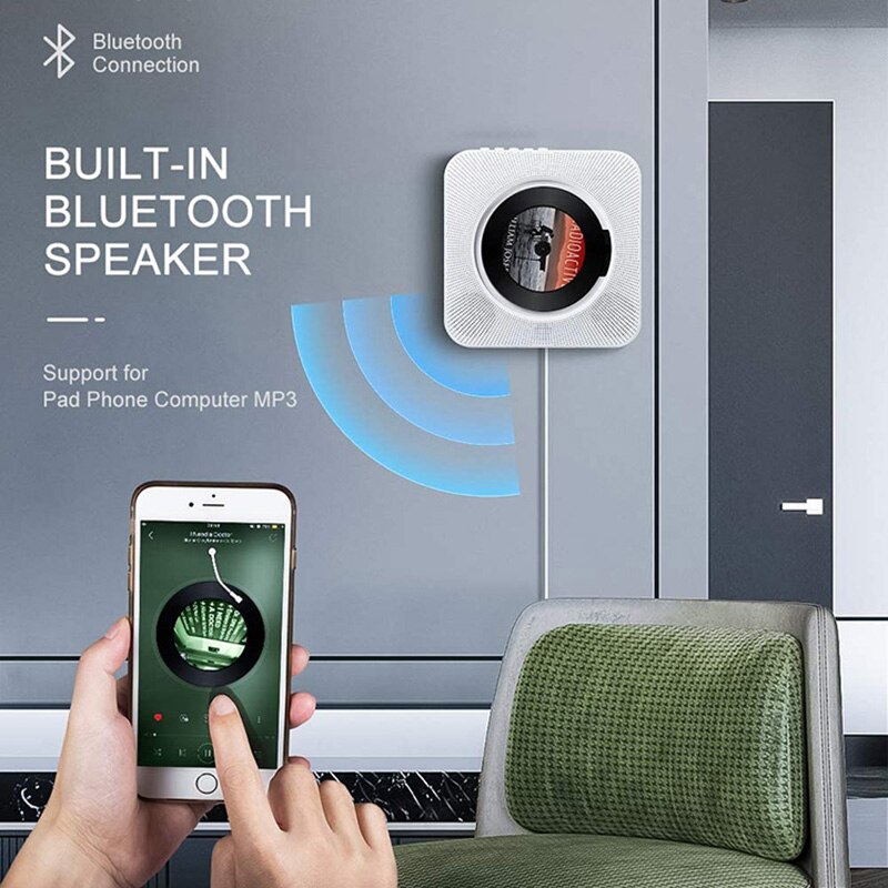 Portable Wall Mounted CD Player MP3 Player Bluetooth Hifi Speaker FM Radio Home Boombox Alarm Clock with LED Display