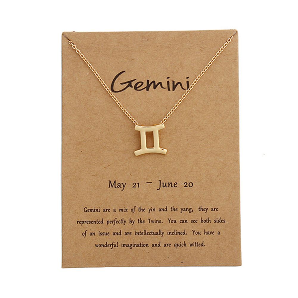 12 Constellation Pendant Necklace Zodiac Sign Necklace Birthday Message Card for Women Girl Jewelry Arrivals: Gemini