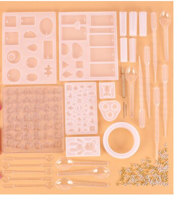 83-229pcs Handmade Crystal Glue Mold Set DIY Silicone Mould Jewelry Pendant: 229 PCS