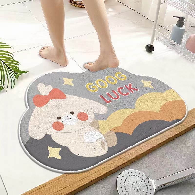 Panda Cartoon Hond Patroon Zachte Kussen Badmat Quick Dry Super Absorberende Non-Slip Badkamer Tapijt Diatomeeën Modder Tapijten waterdicht
