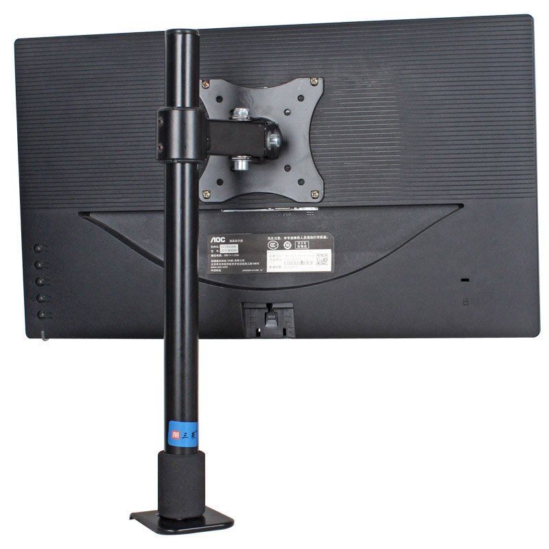 HILLPORT 10-27&quot; Steel Single Arm Lcd Tv Table Mount Tilt 360 Rotate Monitor Desktop Stand Vesa 75 100 Full Motion Bracket White