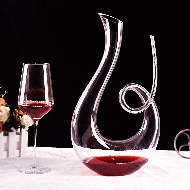 1000/1200ml Wine Decanter Spiral 6-shaped Swan Shaped Wine Carafe Clear Hand Blown Leadfree Crystal Wine Separator