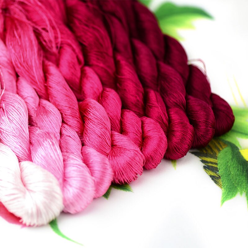 silk embroidery thread / 100% silk thread /hand embroidery embroider cross stitch/rose redseries/8 gradient colors