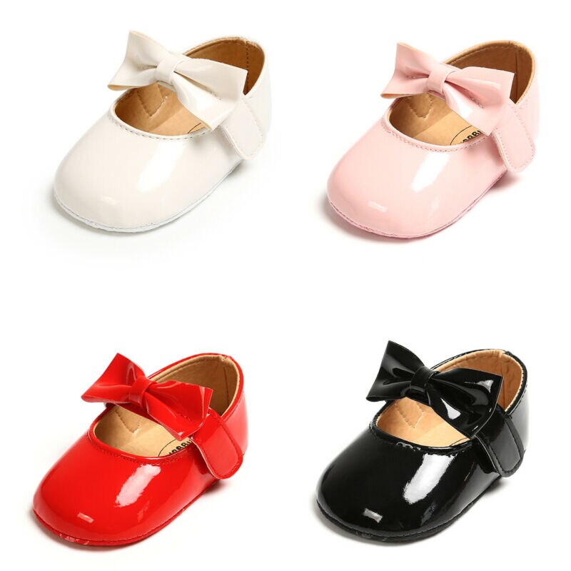 0-18Months Infant Neugeborenes Baby Krippe Pram Schuhe Bogen-Knoten Weiche Sohle Schuhe Sandalen