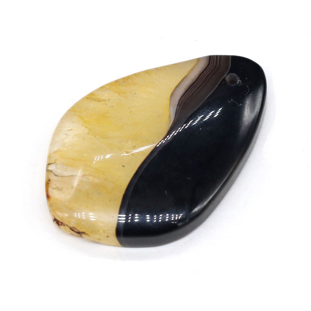 Natural Two-tone Agates Pendants Charms Stone Rhombus Shape Pendants DIY for Necklace or Jewelry Making Size 30x45mm: Yellow Black