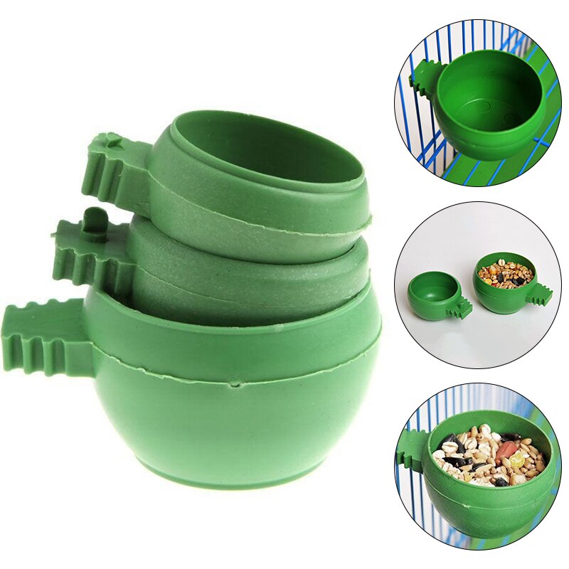 L M S Parrot Food Water Bowl Dual Feeding Cup Plastic Bird Pigeon Cage Water Food Feeder Bird Parrot Pet Aviary Water Container