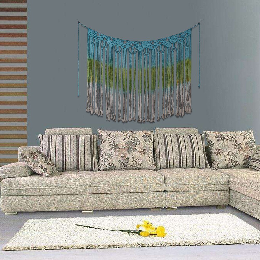 Beaded Tapestry Wall Hanging - Bohemian Vintage Cotton Embroidered Patchwork Home Decor - 6 main image 1