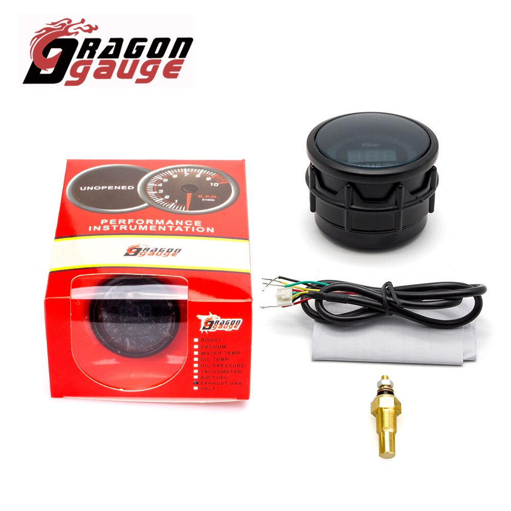 「DRAGON」Factory sales 52mm Automobile Oil temperature meter With voltmeter function Digital display20~150℃ 12 volt car universal