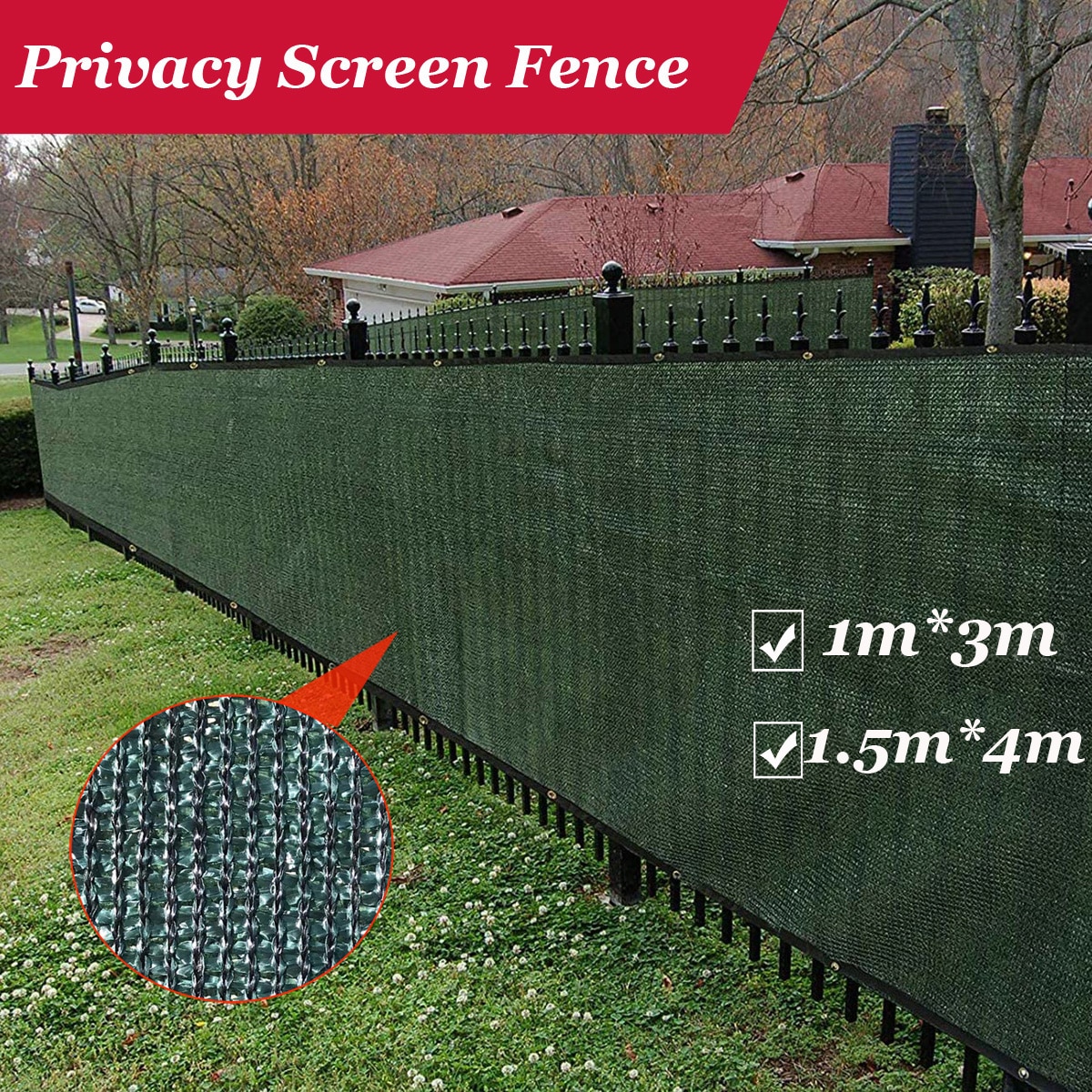 Fence Privacy Screen Outdoor Backyard Fencing Windscreen Shade Cover Mesh Fabric Privacy Barrier Balcony Privacy Shield-Green