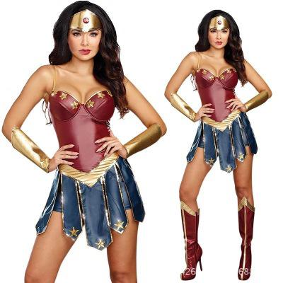 Disfraz de superhéroe femenino disfraz de Halloween Mujer Maravilla Cosplay vestido de Mujer Maravilla: M