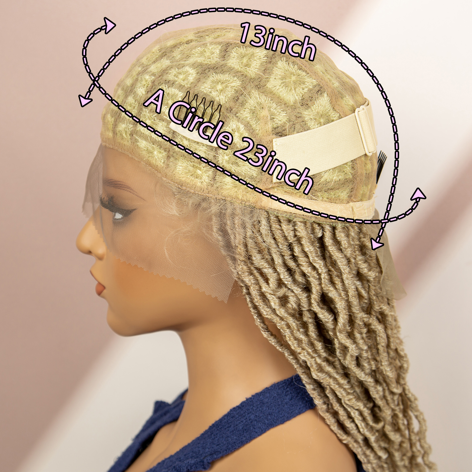 Pelucas trenzadas de caja roja, peluca trenzada de encaje completo, peluca con trenzas de ganchillo para mujer, peluca de encaje de 36 pulgadas, peluca trenzada trenzada sin nudos