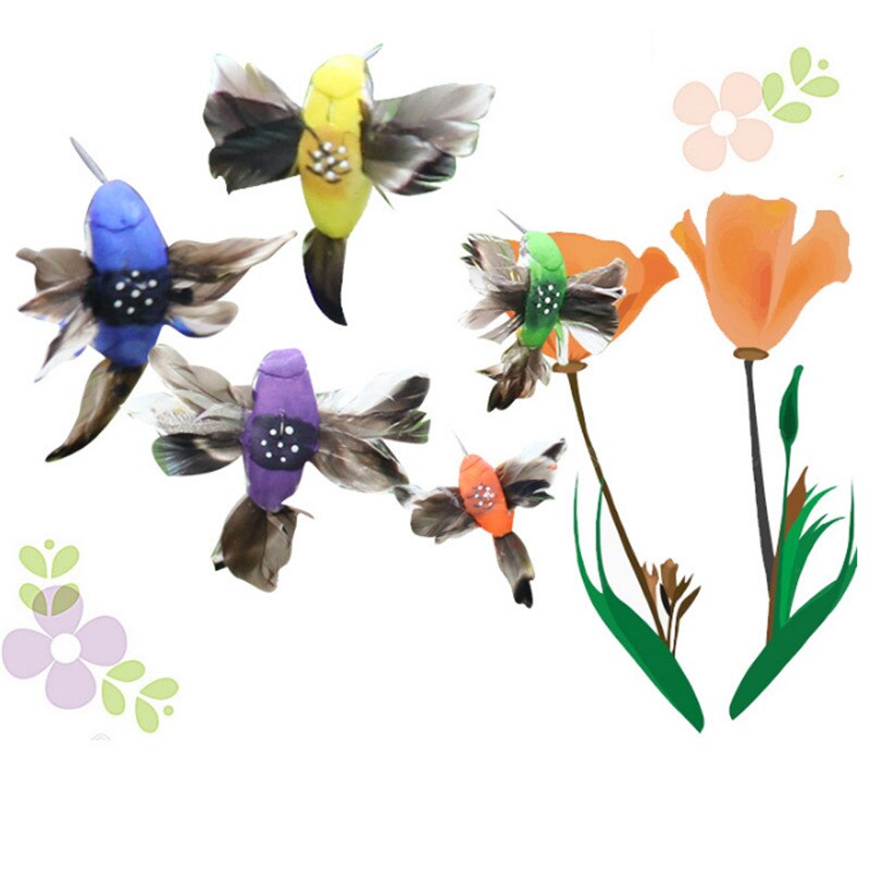 Solar Power Vibration Dancing Fly Fluttering Hummingbird Birds Garden Yard Decorative Stake