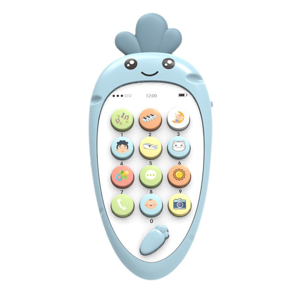 Electronic English Learn Cellphone Toys Hand-Eye Coordination Analog Dialing Cartoon Telephone Baby Educational: Blue