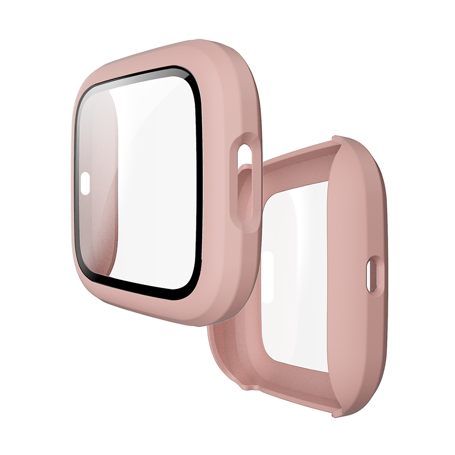 Funda protectora de pantalla para Fitbit Versa 2, ultradelgada suave cubierta completa, accesorios de marco de parachoques, película transparente HD antiburbujas para reloj inteligente: Sand color