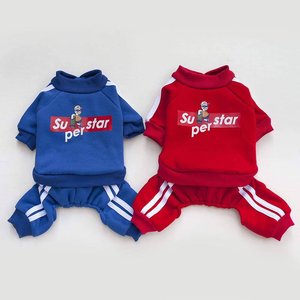 Pet Clothes for Dogs and Cats 4-Leg Hoodie Coat Pet Vest Puppy Clothes Print Apparel 5 Sizes Dog Clothes Dog Accessories
