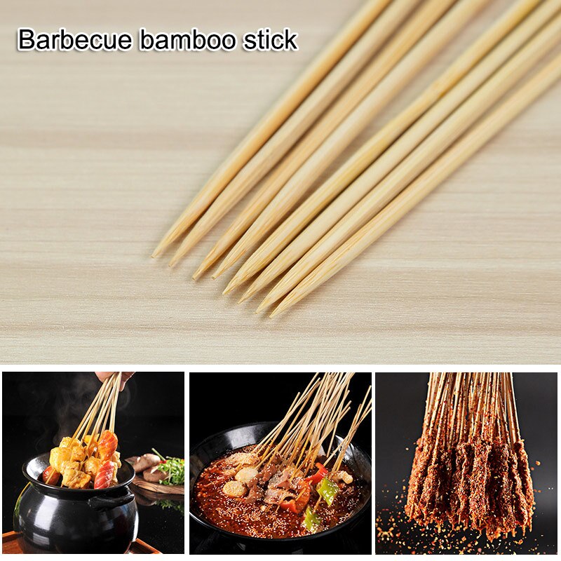 Stevige Bamboe Spies Sticks Bbq Fruit Shish Kebab Natuurlijke Hout 25Cm Sticks Barbecue Stok Hr