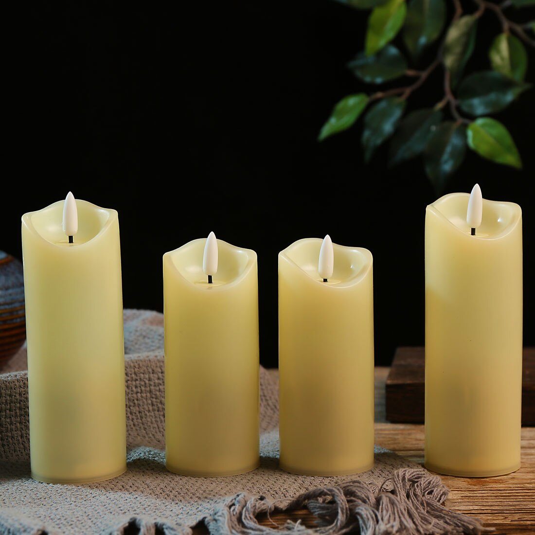 Pack of 2/3/4 Flickering Warm White Light LED Flameless Candles With Remote Control,AA Battery Operated Tall Church Candles