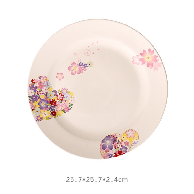 Plato de cerámica de flores para desayuno, platos de postre para pastel, estilo granja, plato de ensalada de frutas, hueso, bandeja de servicio para restaurante occidental: D