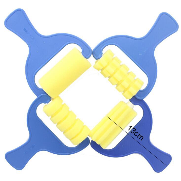 Giocattoli per bambini FAI DA TE Pittura Pennello Spugna Giocattolo Maniglia Educativi per bambini Tavolo Da Disegno Doodle Graffiti Strumenti Creativi Pennello Spugna GYH: 4pcs sponge roller L