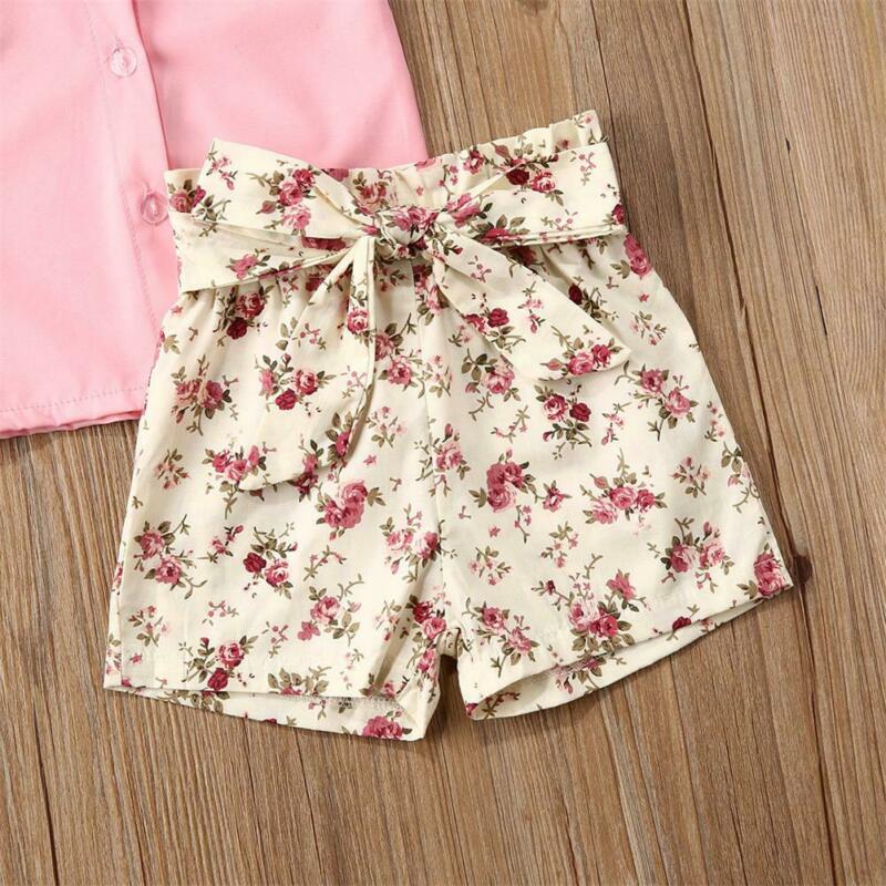 Baby zomerkleding 2 stuks kinderen peuter baby meisjes outfits bloemen kleding shirt tops bloemen shorts broek set
