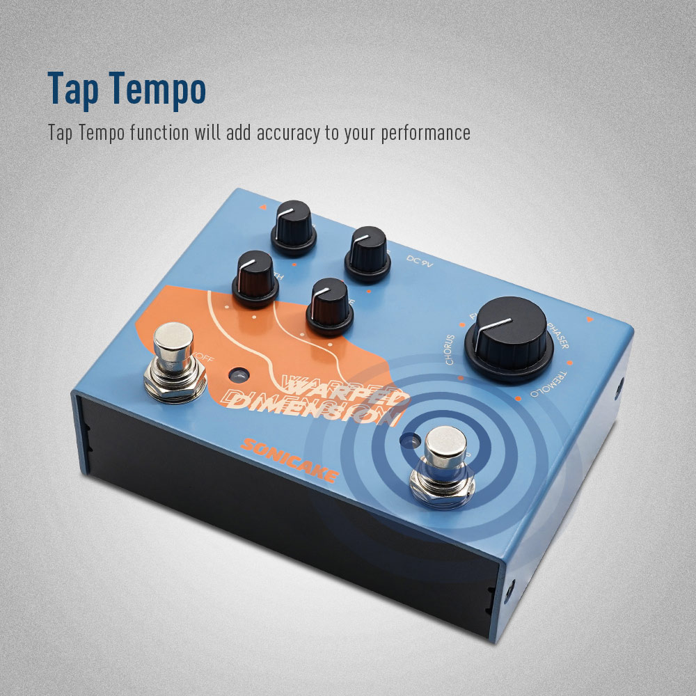 SONICAKE Warped Dimension Digital Modulation Guitar Effects Pedal 4 Mode of Chorus, Flanger, Phaser & Tremolo QDS-03