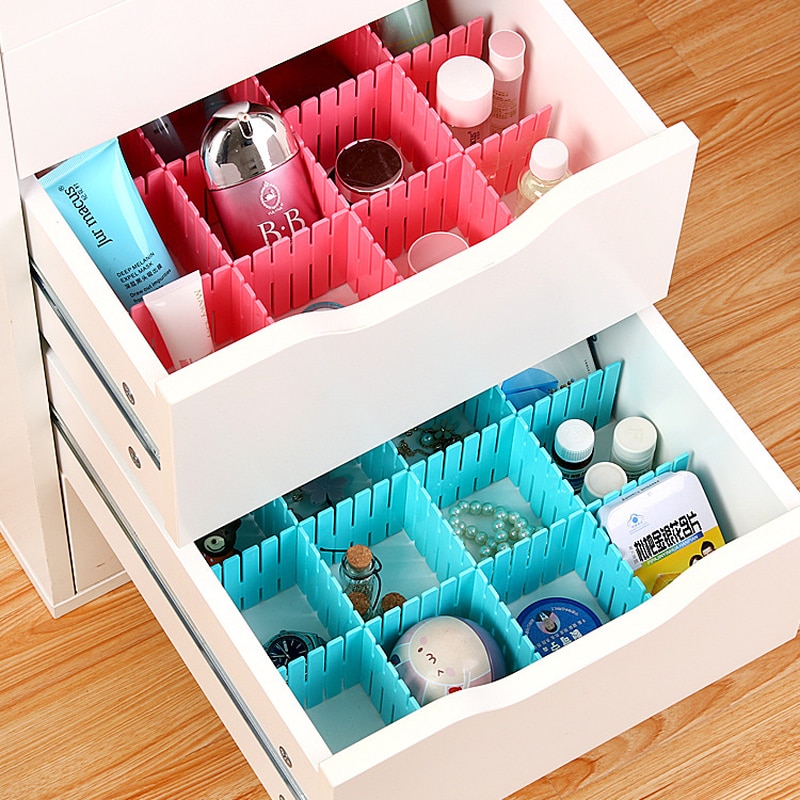 4Pcs DIY Plastic Drawer Grid Separator Divider Partition Storage Organizer Underwear Socks makeup Clapboard mx7051643
