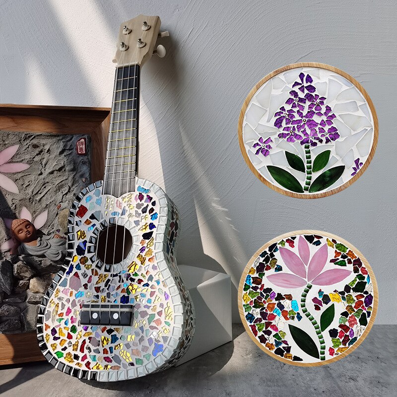 600g/21.16oz fragmentos de vidro translúcido mosaico telhas mulit cor espelho quebrado peças de vidro telha diy artesanato crack material