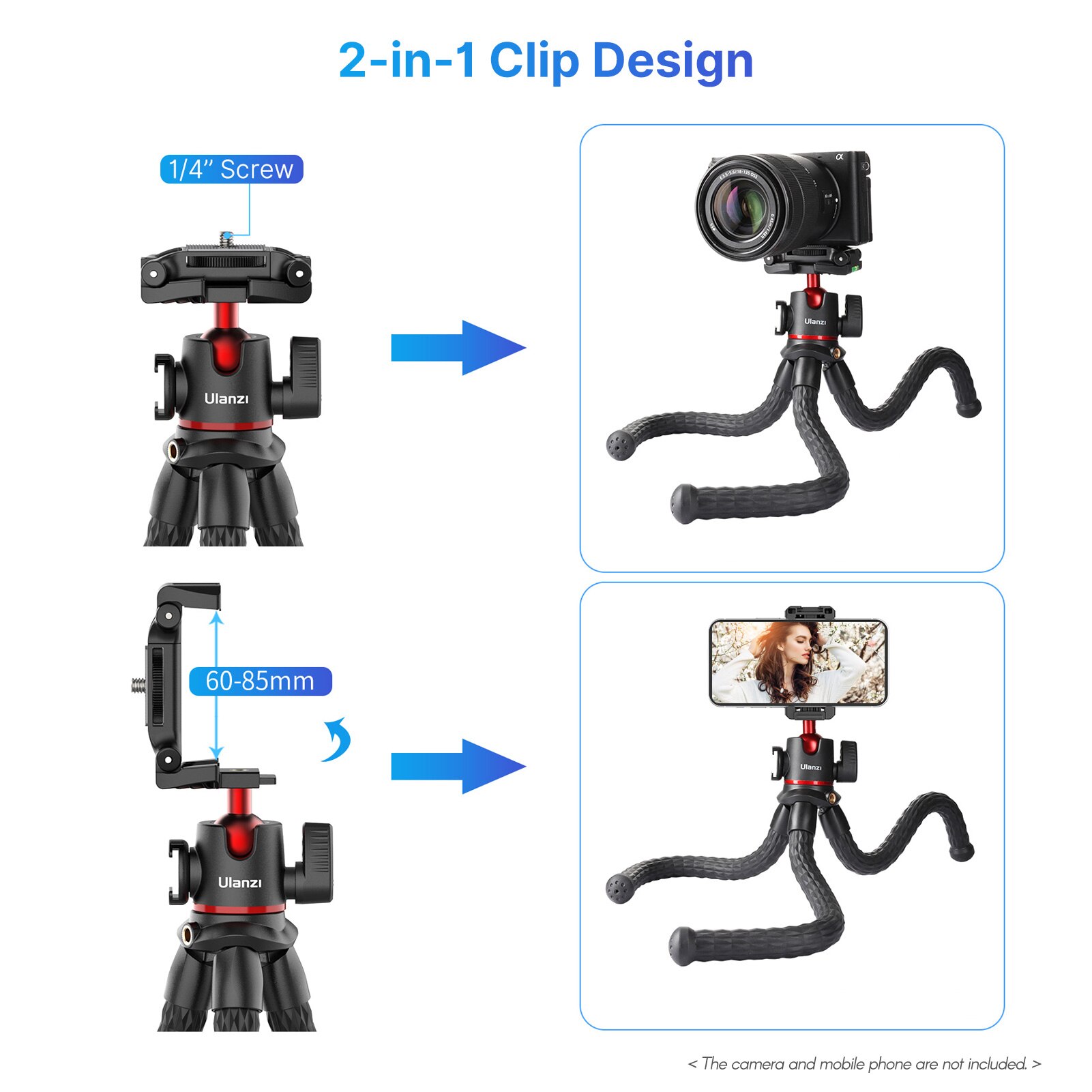 ULANZI MT-33 Flexible Multifonctionnel Mini Trépied Poulpe Avec Chaussure froide Monture 360 rotatif Panoramique Rotule Pour appareil photo de téléphone