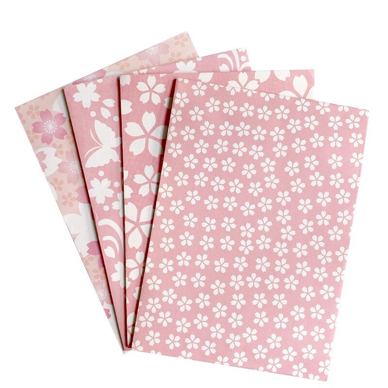 100pcs Pink Paper Envelope Wedding Invitation Envelope Box Craft For Letter Sakura Butterfly Student Letter