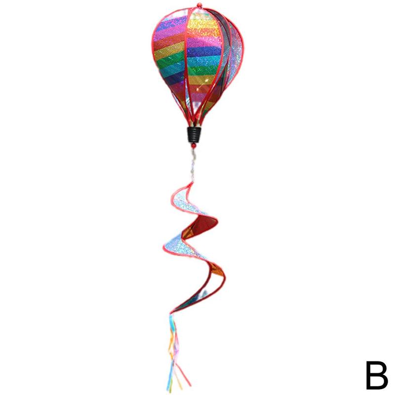 Wind Spinner Wind Chimes Rotating Windmill Rainbow Air Stripe Decoration Windsock Balloon Garden Outdoor Q3h4: B