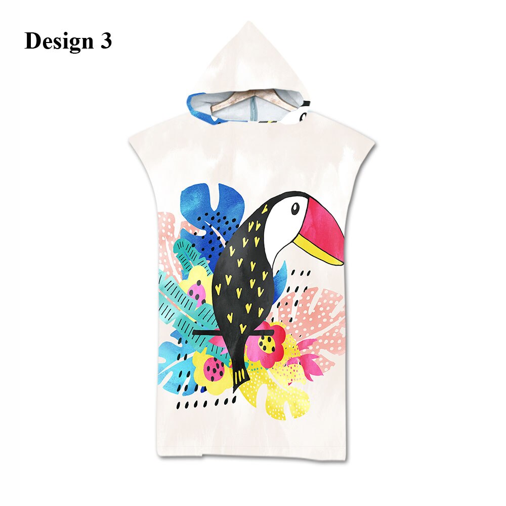 Tropische Bloem Monstera Parrot Toekan Flamingo Aloha Volwassen Kinderen Hooded Handdoek Zwembad Bad Strandlaken Poncho: Design 3