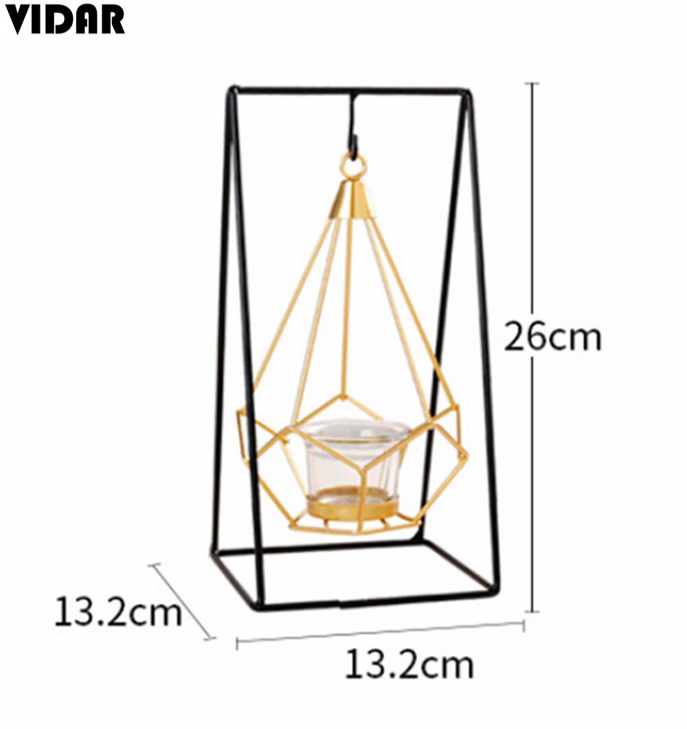 VIDAR-portavelas geométricos de hierro forjado, cesta colgante de Metal artesanal, candelabro de mesa: B